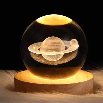 Lámpara Nocturna 3D Espacial con Bola de Cristal Decorativa