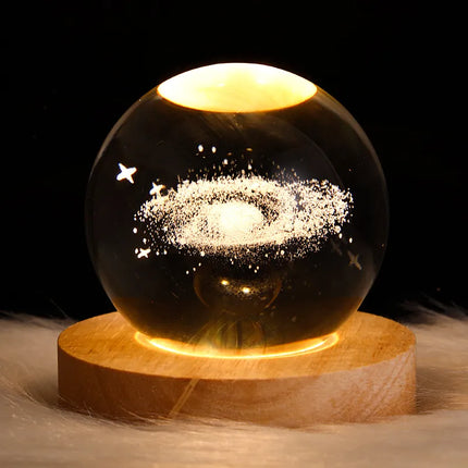 Lámpara Nocturna 3D Espacial con Bola de Cristal Decorativa